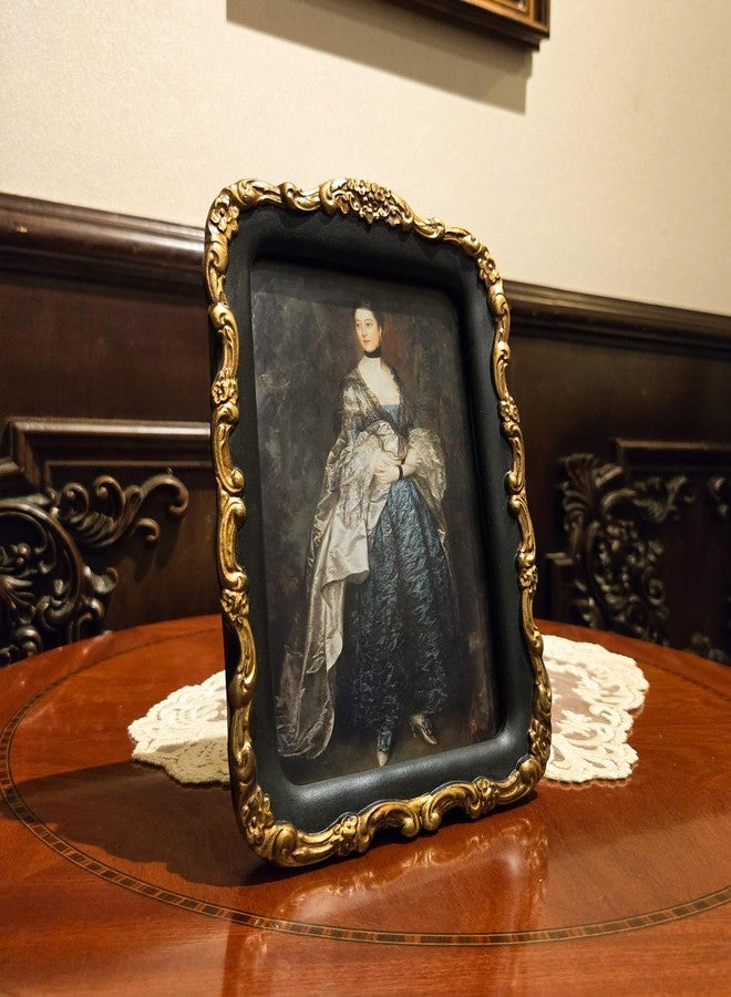 YULINK 5x7 Vintage Picture Frame, Antique Black and Gold Ornate Photo Frame, for Tabletop and Wall Display, Decorative Retro Home Decor, Old Fashioned Photo Gallery Art - Image 3